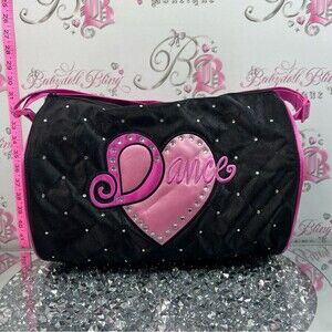Dance bag tote duffle diamond quilt Black & Pink Dance Heart Quilted Duffle Bag